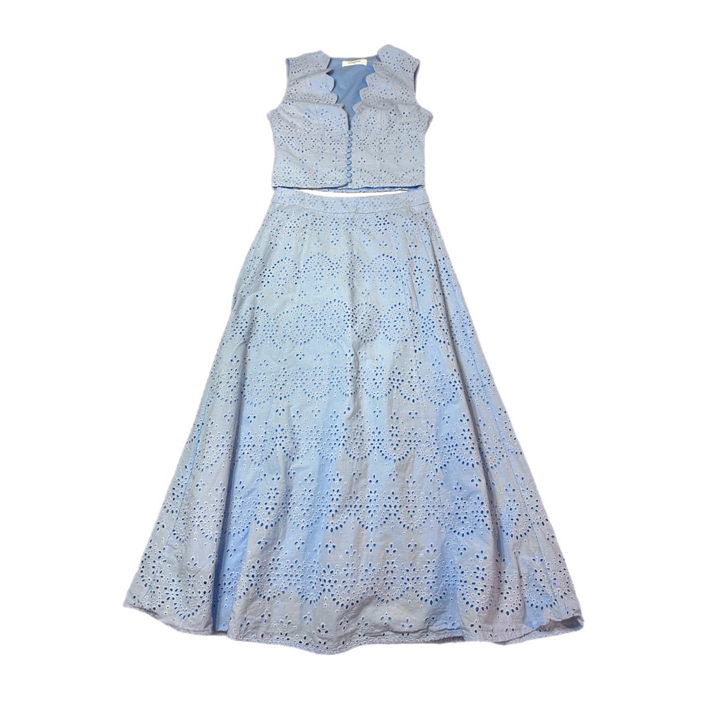 Commense Light Blue Eyelet Two-Piece Skirt Set - Picture 5 of 14